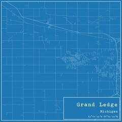 Blueprint US city map of Grand Ledge, Michigan.