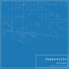 Blueprint US city map of Cedarville, Michigan.