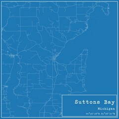 Blueprint US city map of Suttons Bay, Michigan.