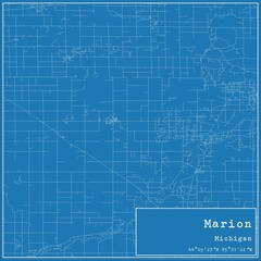 Blueprint US city map of Marion, Michigan.
