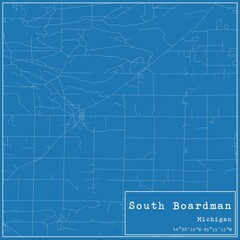 Blueprint US city map of South Boardman, Michigan.