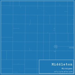 Blueprint US city map of Middleton, Michigan.