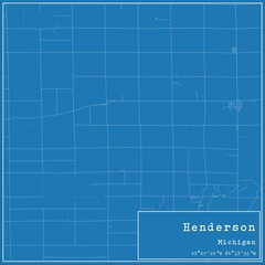 Blueprint US city map of Henderson, Michigan.