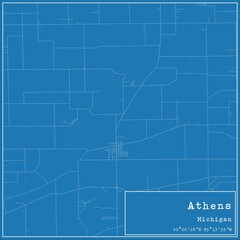 Blueprint US city map of Athens, Michigan.