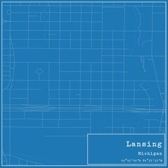 Blueprint US city map of Lansing, Michigan.