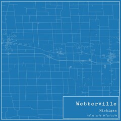 Blueprint US city map of Webberville, Michigan.