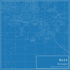 Blueprint US city map of Holt, Michigan.