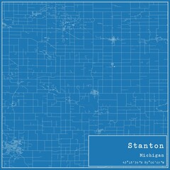 Blueprint US city map of Stanton, Michigan.
