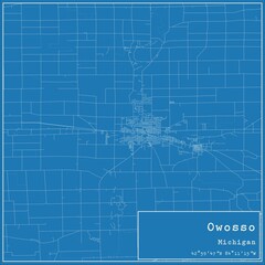 Blueprint US city map of Owosso, Michigan.