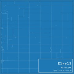 Blueprint US city map of Elwell, Michigan.
