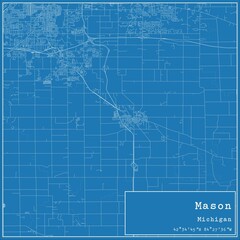 Blueprint US city map of Mason, Michigan.