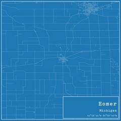 Fototapeta premium Blueprint US city map of Homer, Michigan.
