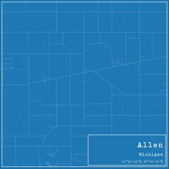 Blueprint US city map of Allen, Michigan.
