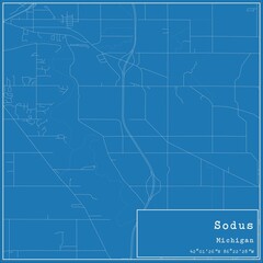 Blueprint US city map of Sodus, Michigan.