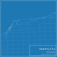 Blueprint US city map of Caseville, Michigan.