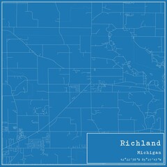 Blueprint US city map of Richland, Michigan.