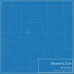 Blueprint US city map of Dansville, Michigan.