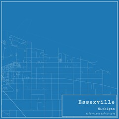 Blueprint US city map of Essexville, Michigan.