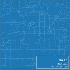 Blueprint US city map of Hale, Michigan.