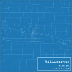 Blueprint US city map of Williamston, Michigan.