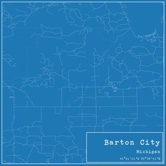 Blueprint US city map of Barton City, Michigan.