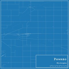 Blueprint US city map of Pewamo, Michigan.