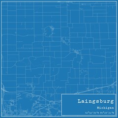 Blueprint US city map of Laingsburg, Michigan.