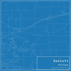 Blueprint US city map of Haslett, Michigan.