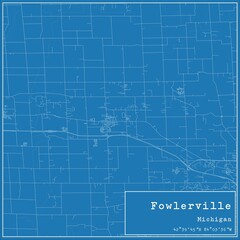 Blueprint US city map of Fowlerville, Michigan.