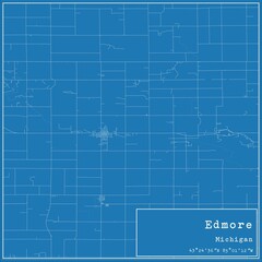 Blueprint US city map of Edmore, Michigan.