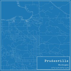Blueprint US city map of Prudenville, Michigan.