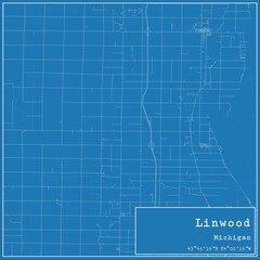Blueprint US city map of Linwood, Michigan.