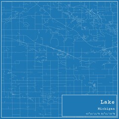 Blueprint US city map of Lake, Michigan.