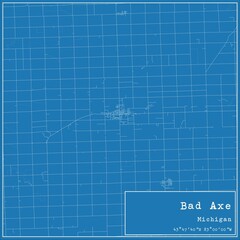 Blueprint US city map of Bad Axe, Michigan.