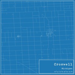 Blueprint US city map of Croswell, Michigan.