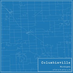 Blueprint US city map of Columbiaville, Michigan.