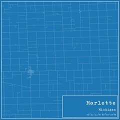 Blueprint US city map of Marlette, Michigan.