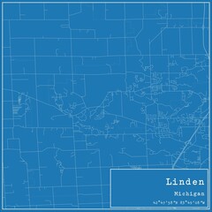 Blueprint US city map of Linden, Michigan.