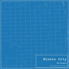 Blueprint US city map of Minden City, Michigan.