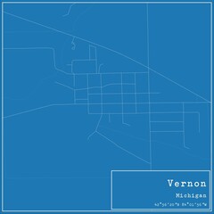Blueprint US city map of Vernon, Michigan.