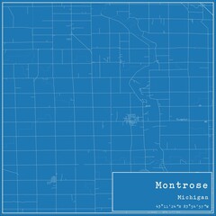 Blueprint US city map of Montrose, Michigan.