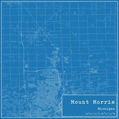 Blueprint US city map of Mount Morris, Michigan.