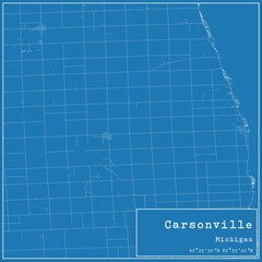 Blueprint US city map of Carsonville, Michigan.