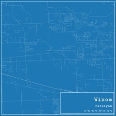 Blueprint US city map of Wixom, Michigan.