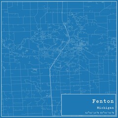 Obraz premium Blueprint US city map of Fenton, Michigan.