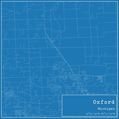 Blueprint US city map of Oxford, Michigan.