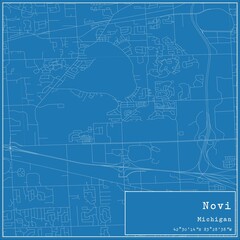 Blueprint US city map of Novi, Michigan.
