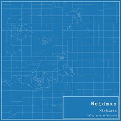 Blueprint US city map of Weidman, Michigan.