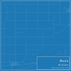 Blueprint US city map of Muir, Michigan.