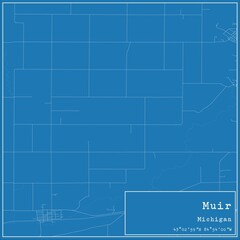 Blueprint US city map of Muir, Michigan.